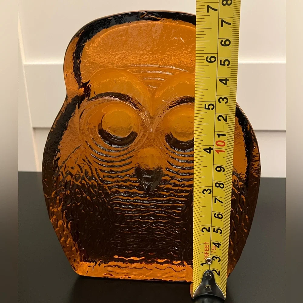 Vintage Mid-Century Blenko Amber Art Glass Owl Pattern - Picture 7 of 8